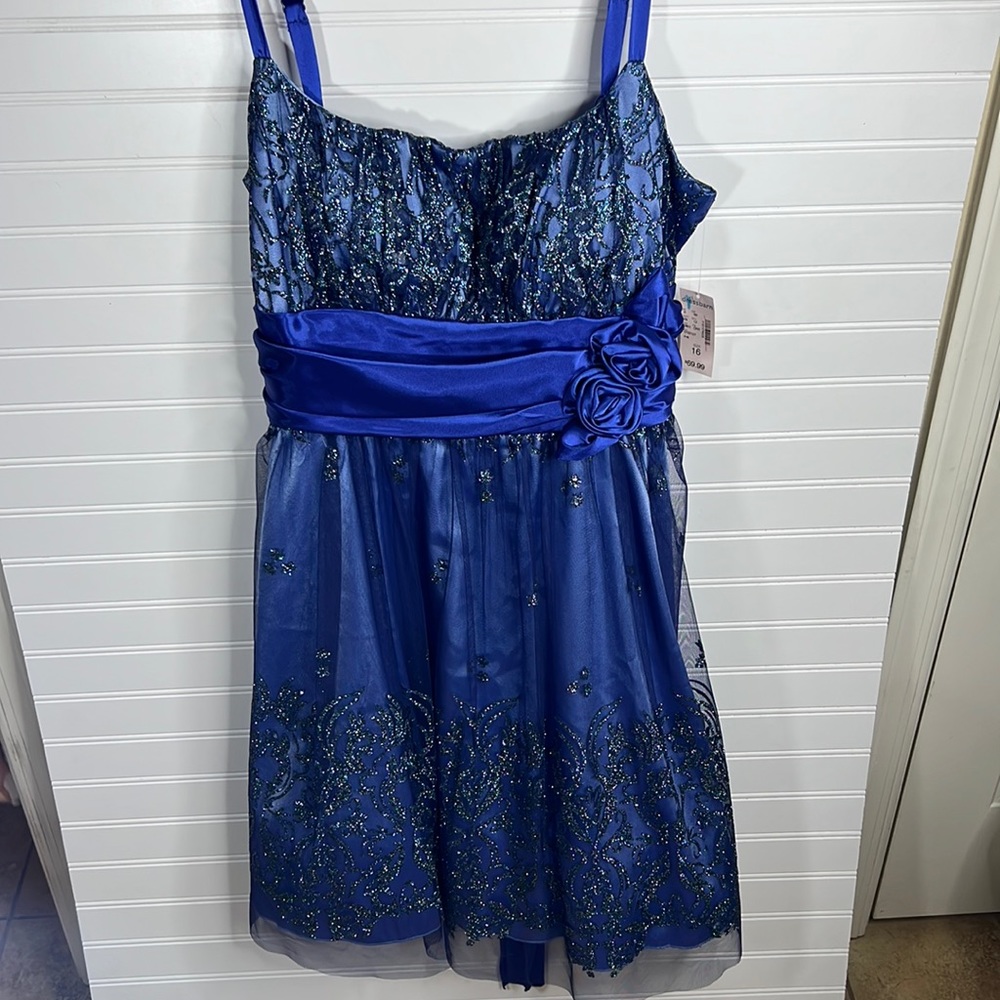 Dress Barn Short Formal Navy/purple Glitter size 16